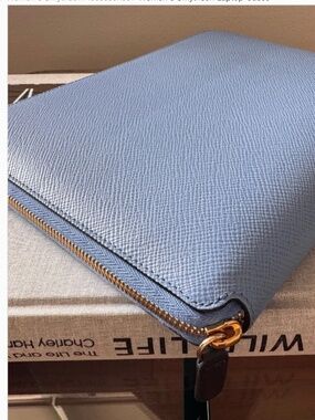 SMYTHSON Panama A5 Zip Portfolio Organizer | Nile Blue Crossgrain Leather